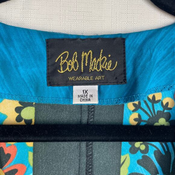 VINTAGE Bob Mackie Kimono Robe Size 1x Duster Glam Floral Artsy Flowy Ecclectic - Picture 3 of 11